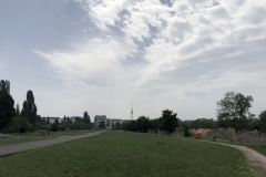 The famous Mauerpark with view on the Fernsehturm